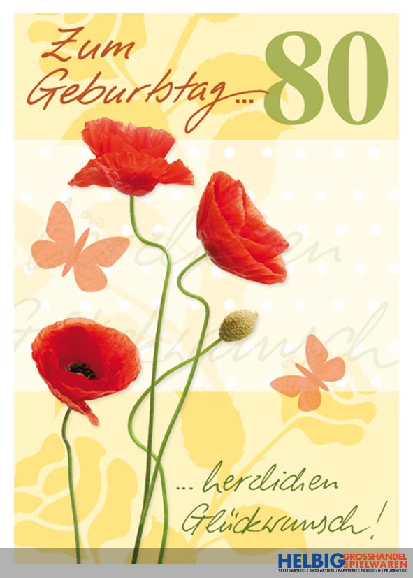 Glückwunschkarte 80. Geburtstag &quot;Herzlichen Glückwunsch&quot;01020