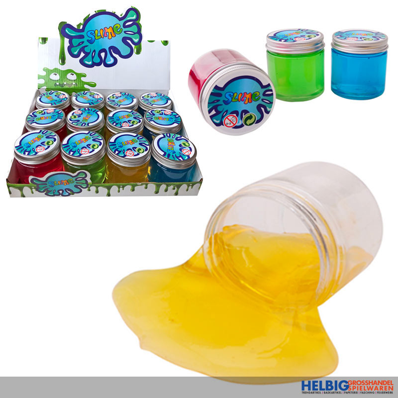 COM-FOUR® 3er Set Schleim mit Pupsgeräusch in der Dose Blau Grün Gelb 