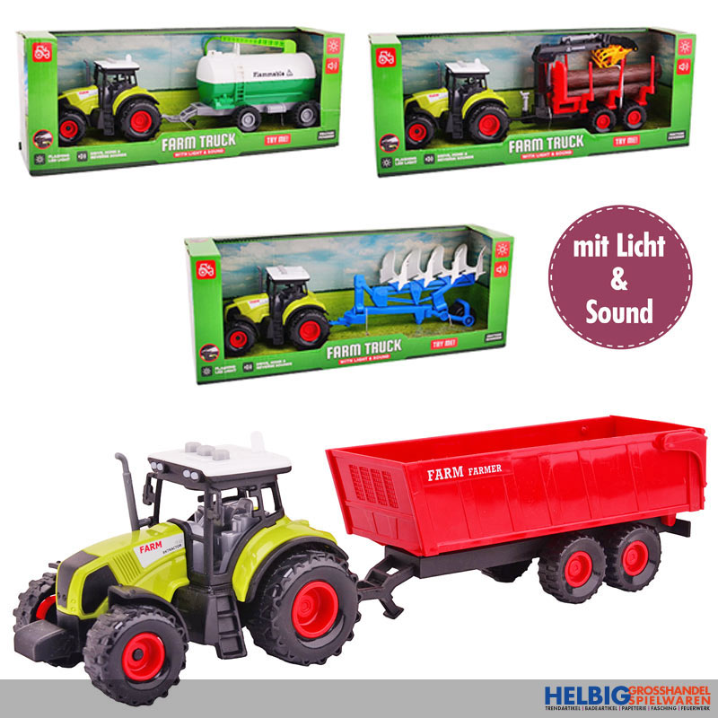 Farm-Traktor m. Anhänger Farm Truck Spielset m. Licht- & Soundfunktion sort.