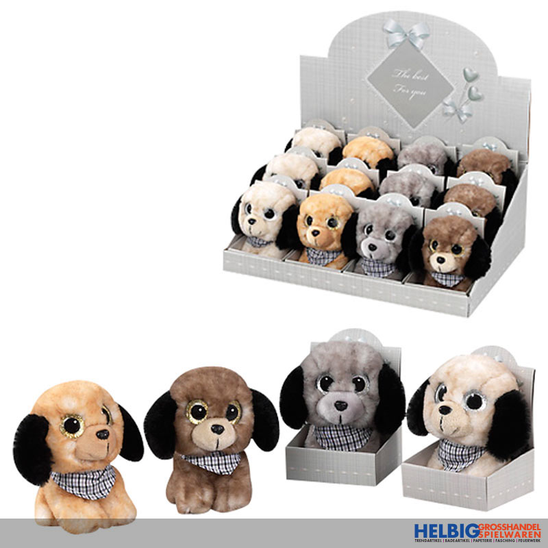 Plüschtier "Hund" in Geschenkbox 12 cm 4sort.37863