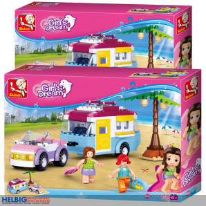 Steckbausteine-Spielset "Girl's Dream - Auto + Wohnwagen"