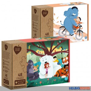 Eco-Kinder-Puzzle Set "Tierische Freunde" 3x48 Teile - sort.