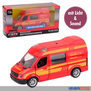 Metall-Auto "Feuerwehr-Transporter" 1:43 - mit Licht & Sound