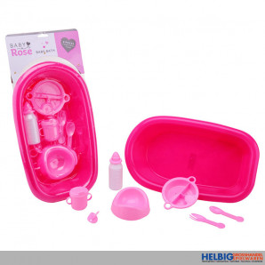 Puppen-Badewanne/Bad "Baby Rose" 8-teilig