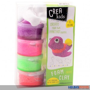 Schaum-Knete "Crea Kids" - 8 Farben + 3 Tier-Vorlagen