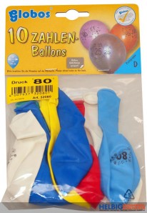 Zahlenluftballon-Set m. Aufdruck "80"