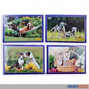 Kinder-Puzzle "Hunde & Katzen" 25 Teile - 4-sort.