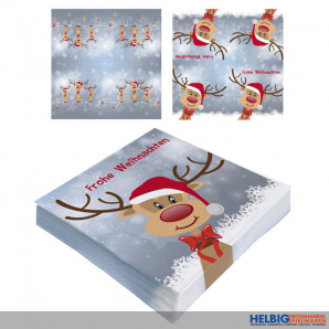 Servietten "Rentier" 20er Pack - 3-lagig - sort.