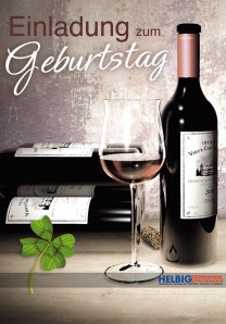 Geburtstags-Einladungskarten "Weinglas & Weinflasche"