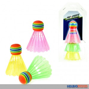 Federbälle "Badminton Shuttle" farbig - 3er Pack