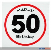 20er Pack Papier-Servietten "Happy Birthday - 50" 3-lagig