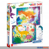 Kinder-Puzzle "Lustige Dinosaurier / Funny dinos" 2 x 20 T.