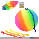 Regenbogen-Ball m. Spiral-Karabiner - ohne Luft