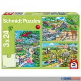Kinder-Puzzle 3er-Set "Ein Tag im Zoo" - 3 x 24 Teile