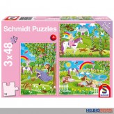Puzzle 3er Set "Prinzessin im Schlossgarten" - 3 x 48 Teile