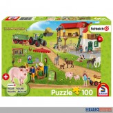 Kinder-Puzzle "Bauernhof" & Schleich-Figur - 100 Teile
