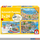 Kinder-Puzzle 3er-Set "Wo ist das Segelboot?" 3 x 24 Teile